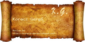 Korecz Gergő névjegykártya